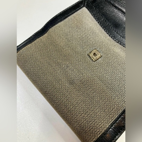 GUCCI GOLD G BUCKLE LEATHER BEIGE CANVAS WALLET BIFOLD Vintage - Picture 5 of 11